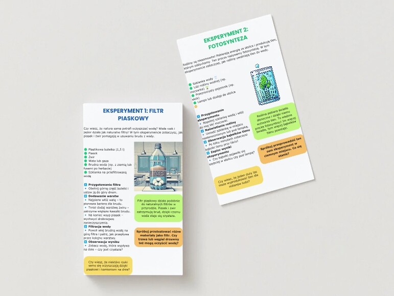 Eksperymenty przyrodnicze. Fotosynteza. Woda w filtrze z piasku