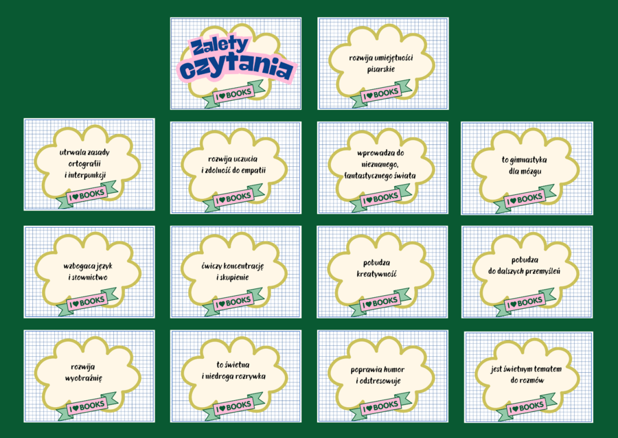 ZALETY CZYTANIA KSIĄŻEK – gazetka – biblioteka – świetlica - język polski – 14 stron – wersja 5