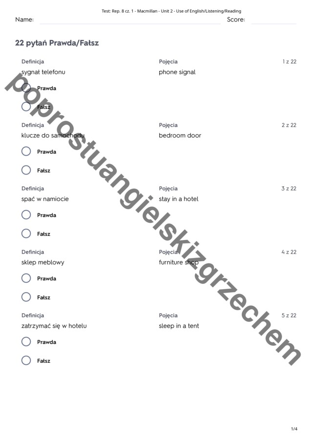 Repetytorium Ósmoklasisty cz. 1 (Macmillan) – Unit 2 – testy