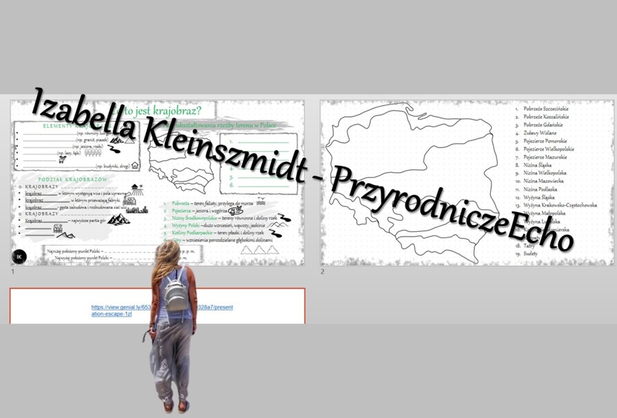 Dwie karty pracy „Co to jest krajobraz?” wykonane w power point do edycji. Geografia 5, „Krajobrazy Polski” na podstawie wydawnictwa NOWA ERA + w gratisie link do niekomercyjnego escape roomu do tego tematu.