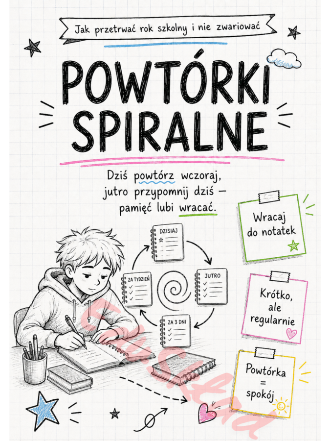 Jak przetrwać rok szkolny i nie zwariować – gazetka ścienna w stylu zeszytowym