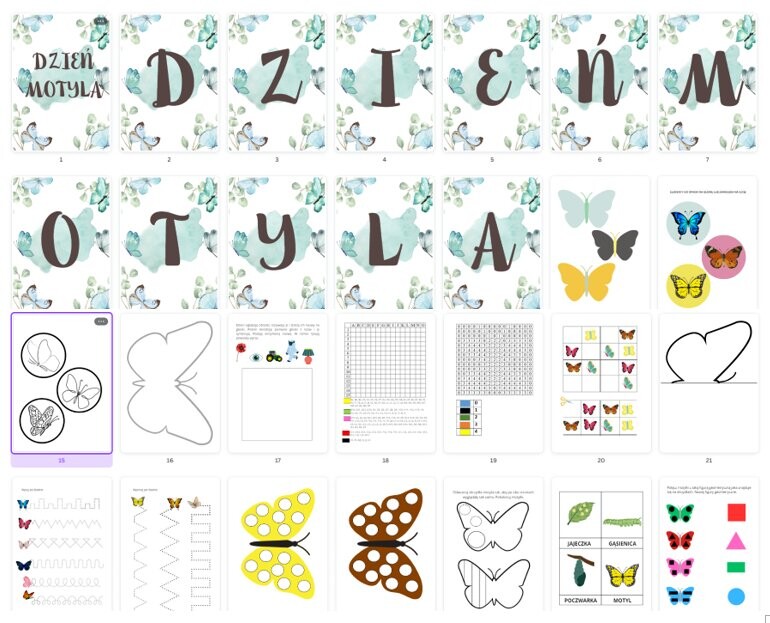 Dzień Motyla - girlanda, elementy do opaski, zadania