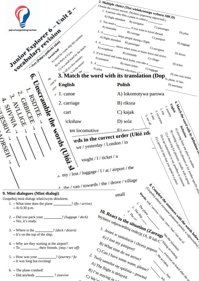 Junior Explorer 6 – Unit 2 – vocabulary revision