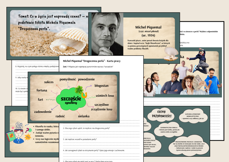 🔹Michel  Piquemal  DROGOCENNA PERŁA - scenariusz lekcji - prezentacja - karta pracy + odpowiedzi