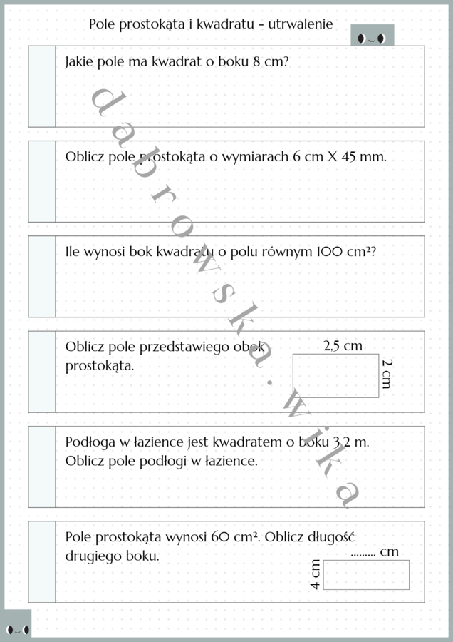 Pole kwadratu i prostokąta