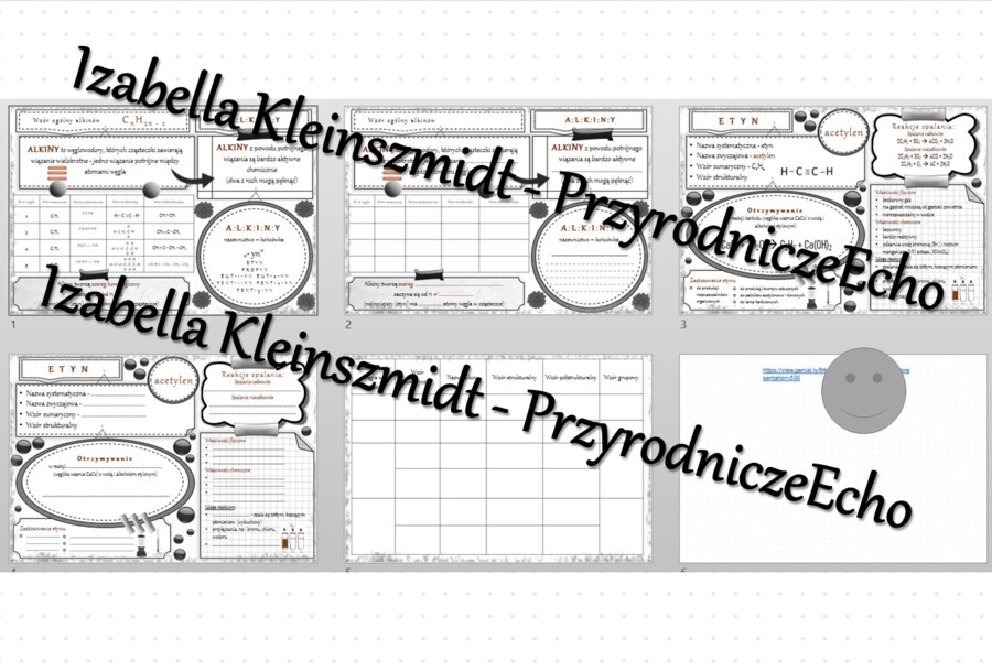 Minizestaw na temat „Alkiny. Etyn” – sketchnotka + karta pracy w power point + gratisowy link do prezentacji multimedialnej niekomercyjnej wykonanej w genial.ly do indywidualnego pobrania i użycia do celów niekomercyjnych. Chemia 8, „Węglowodory”