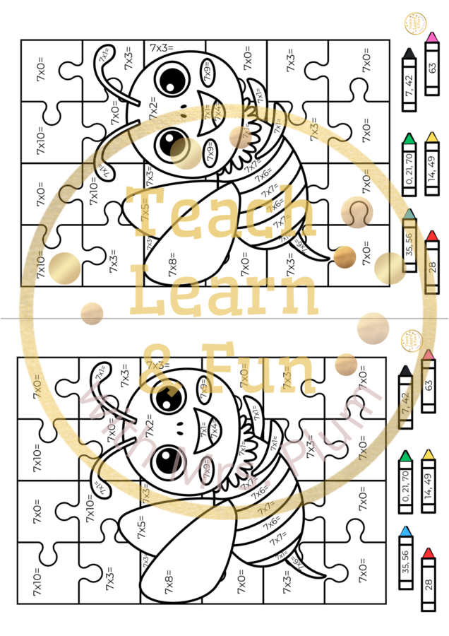 🐝Kolorowa matematyka - Mnożenie ×7 z pracowitą pszczółką