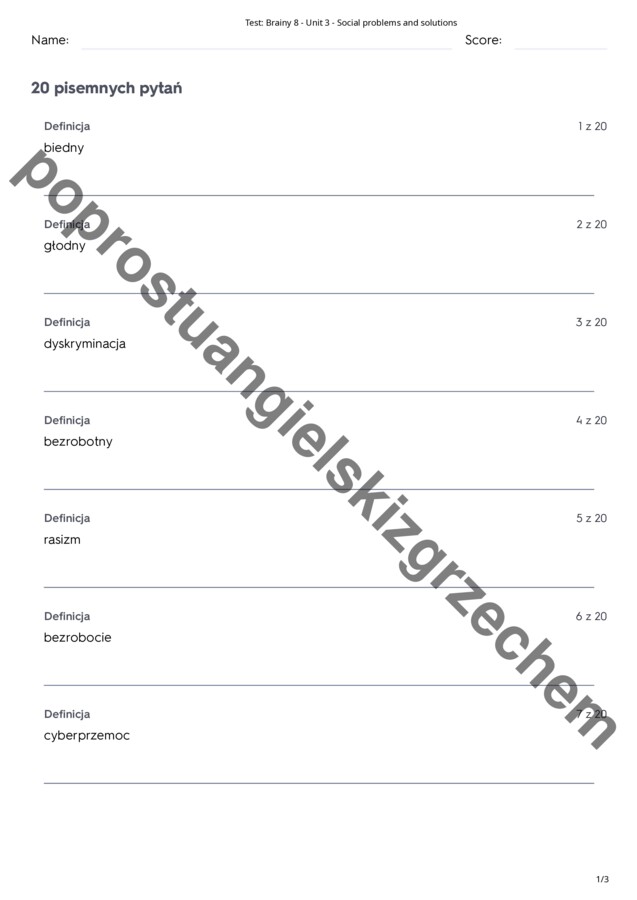 Brainy 8 – Unit 3 – testy