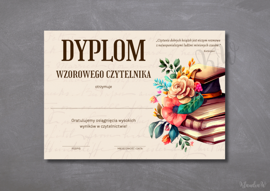 Dyplomy Wzorowego Czytelnika - zestaw PDF