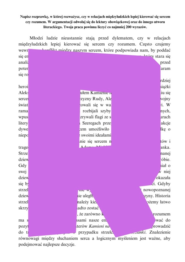 ROZPRAWKA WZÓR Serce czy rozum