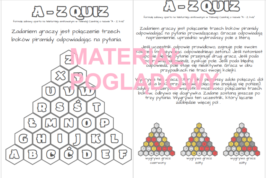 Gra dydaktyczna (a-z quiz) - ułamki dziesiętne kl.4-8