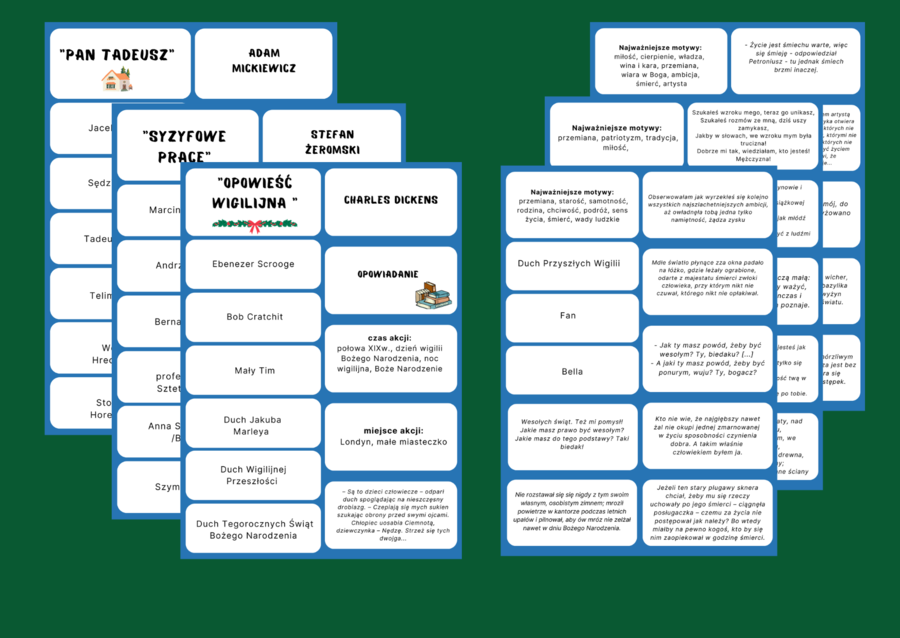EPIKA - lektury z kl. 7-8 - fiszki - egzamin - powtórzenie
