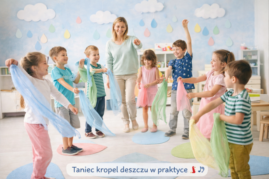 Taniec kropel deszczu – scenariusz zajęć ruchowych