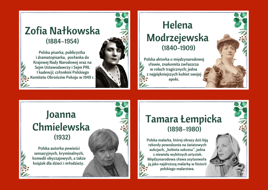 DZIEŃ KOBIET – – gazetka – SŁAWNE POLKI – biblioteka – świetlica – 24 strony – wersja 4