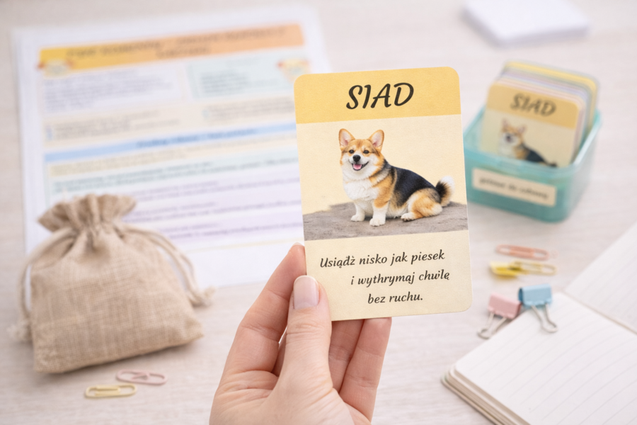 Psie komendy – zabawa ruchowa z kartami