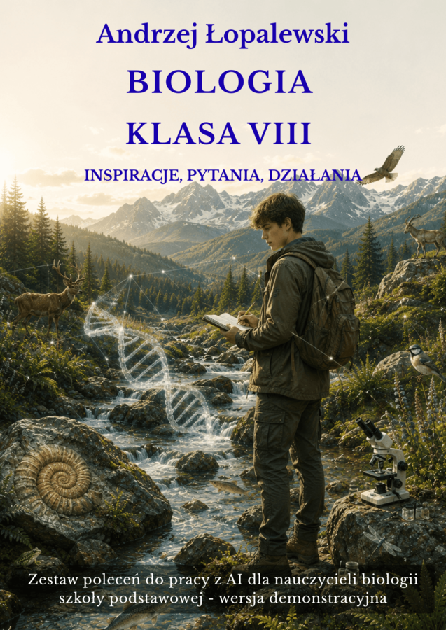 Biologia – klasa VIII. Inspiracje, pytania, działania. Zestaw poleceń do pracy z AI dla nauczycieli biologii szkoły podstawowej_wersja demo