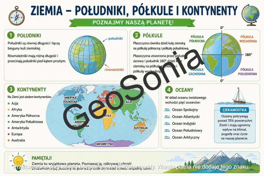Przez lądy i oceany geografia klasa 5 sketchnotka