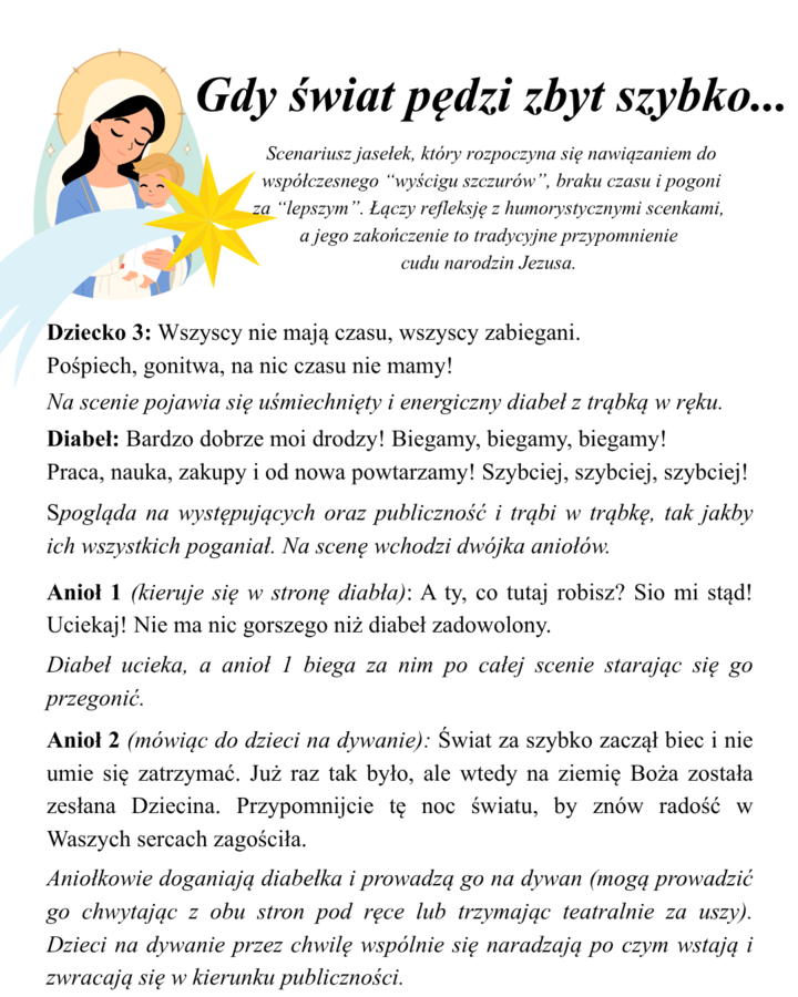 Scenariusz jasełek- przedstawienie dla starszych grup przedszkolnych i uczniów szkół podstawowych
