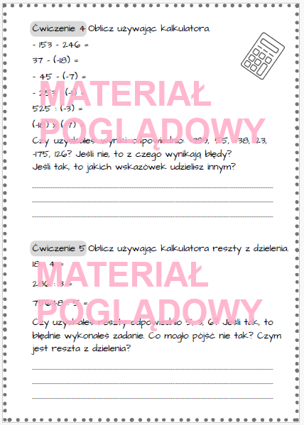 Kalkulator. Karta pracy. Na początek. Na rozgrzewkę. Pierwsza lekcja.