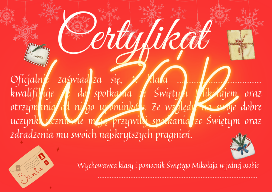 Certyfikat, Boże Narodzenie, Mikołaj