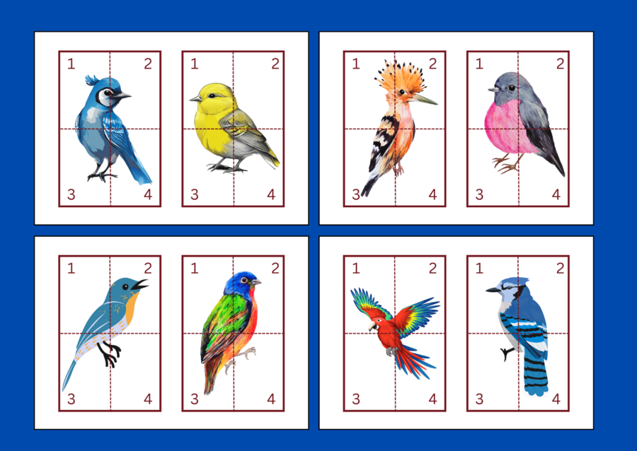 DZIEŃ PTAKÓW – puzzle – układanka- układanki – WIOSNA – biblioteka – świetlica – przedszkole – 12 wersji