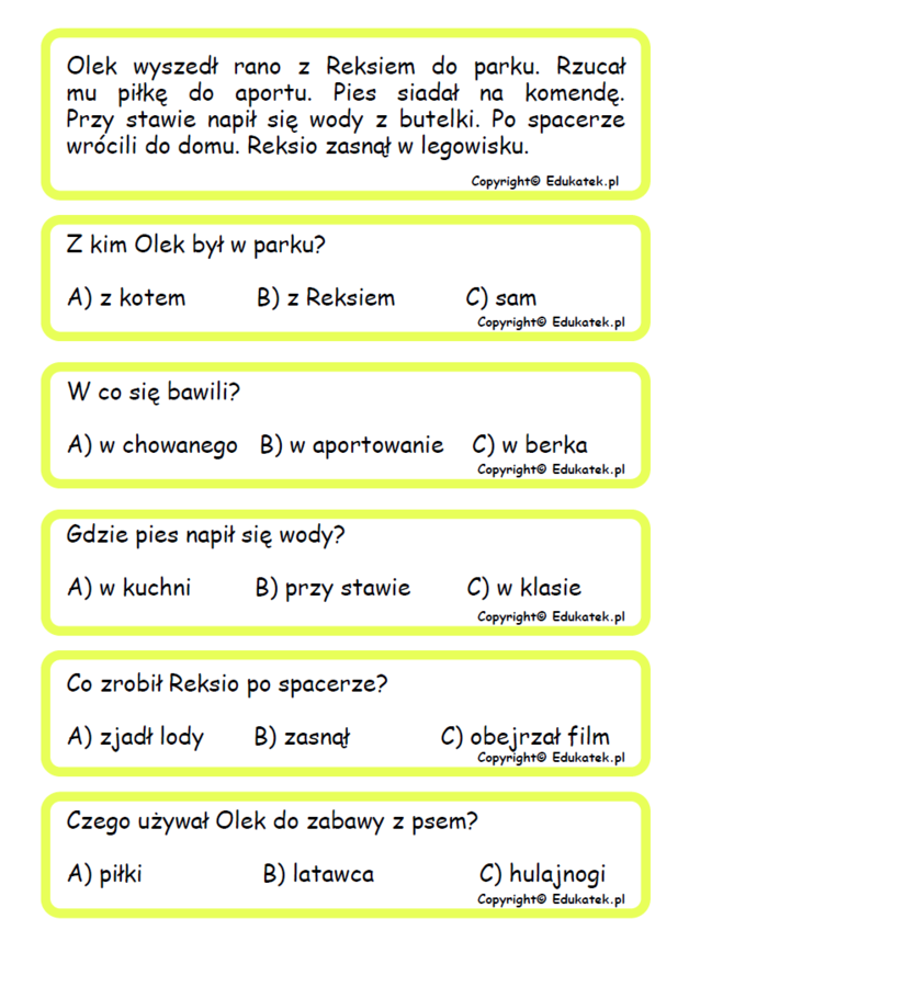 Czytanie ze zrozumieniem-poziom podstawowy