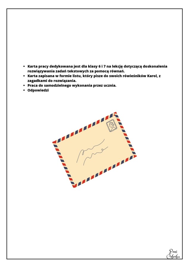 "List zagadka"- rozwiązywanie równań.