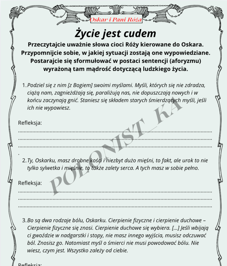 "Oskar i Pani Róża" - refleksje