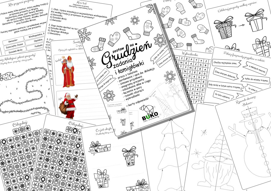 Zestaw na GRUDZIEŃ zadania i łamigłówki