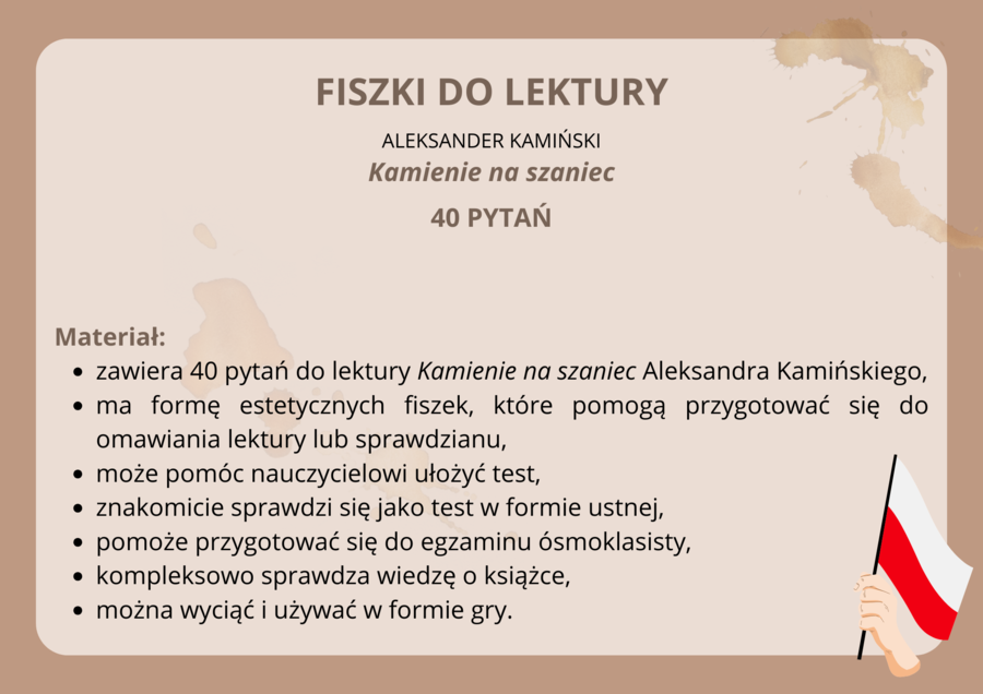 Kamienie na szaniec - fiszki do lektury