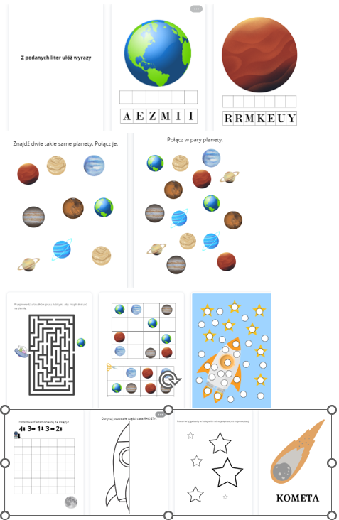 PLANETY - KARTY PRACY