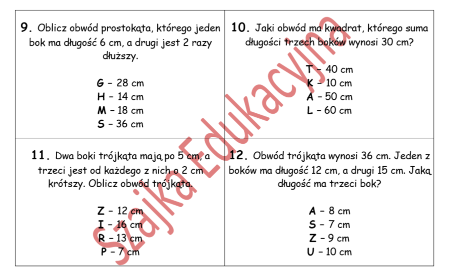 Obwody wielokątów z hasłem