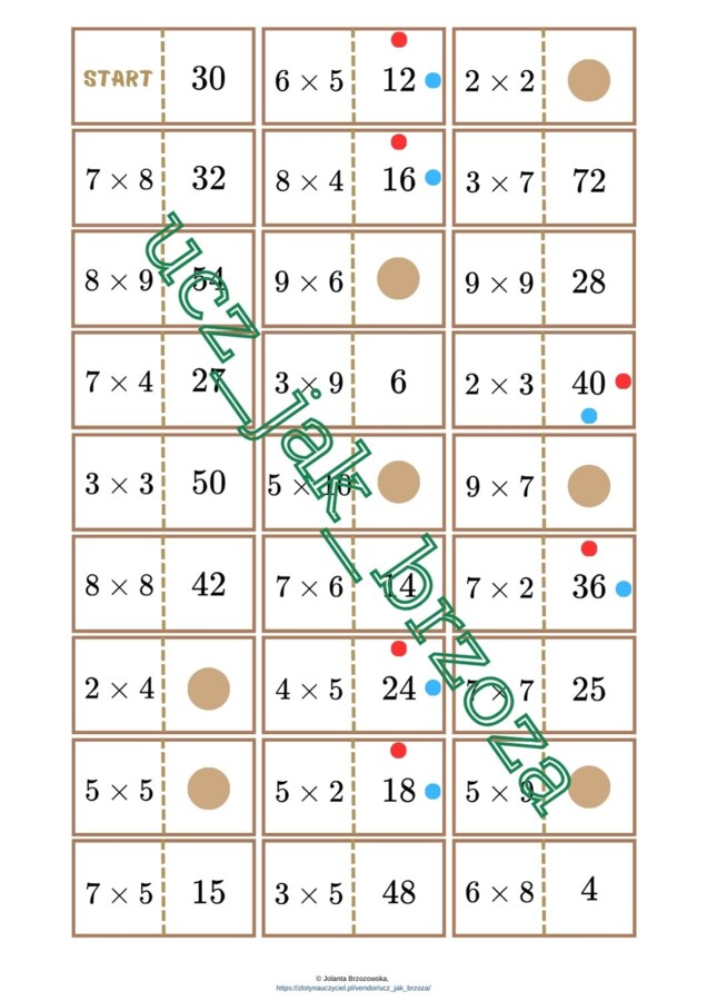 Zakręcone domino, tabliczka mnożenia, Dzień Tabliczki Mnożenia