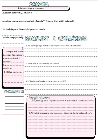 Karta pracy Zemsta