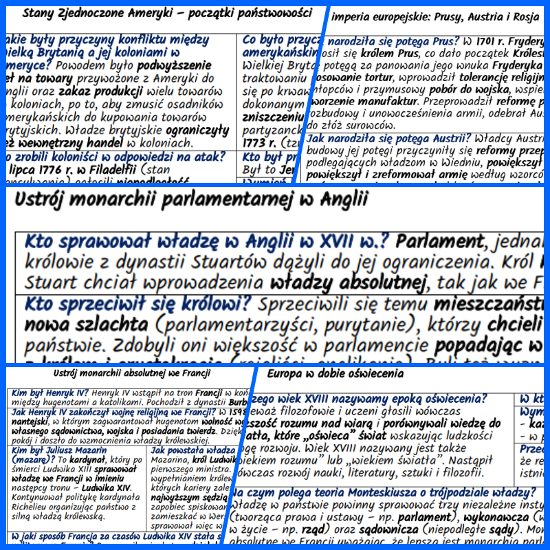 Europa i Ameryka Północna w XVII–XVIII w. NOTATKI