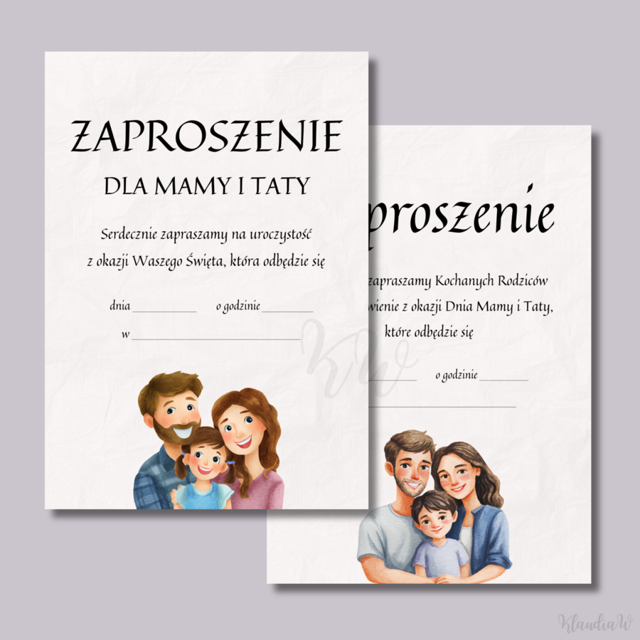 Zaproszenia na Dzień Mamy i Taty / Dzień Rodziny