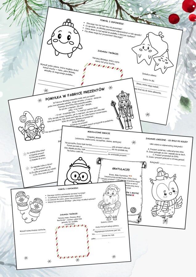 Bajkowe Czytanie z Mikołajem – 30 Świątecznych Tekstów ze Zrozumieniem i Mini Kolorowankami