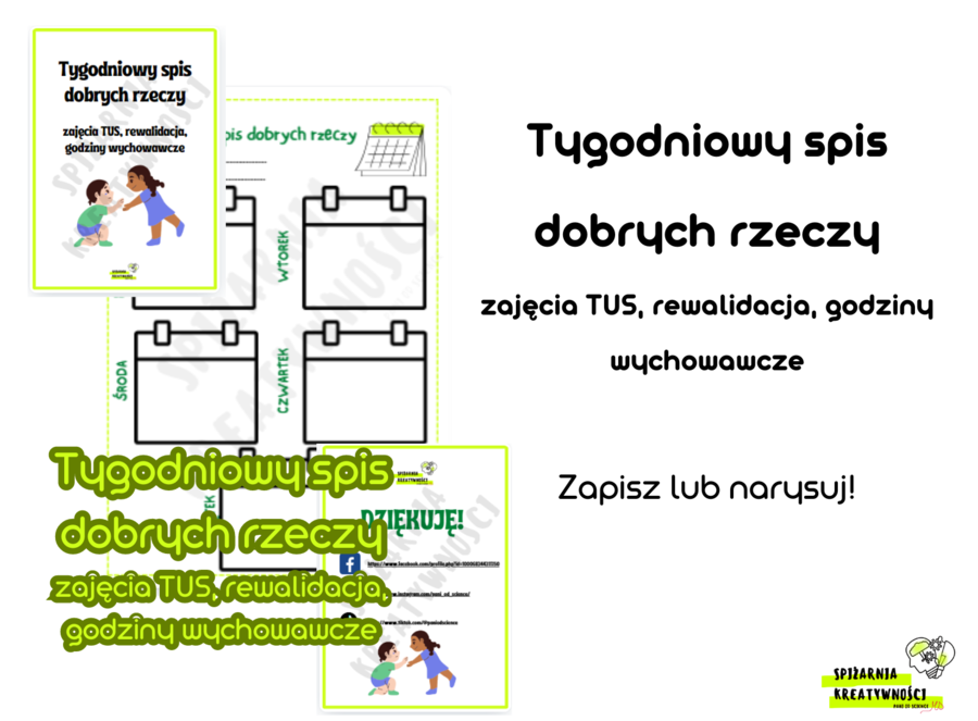 Tygodniowy spis dobrych rzeczy zajęcia TUS, rewalidacja, godziny wychowawcze