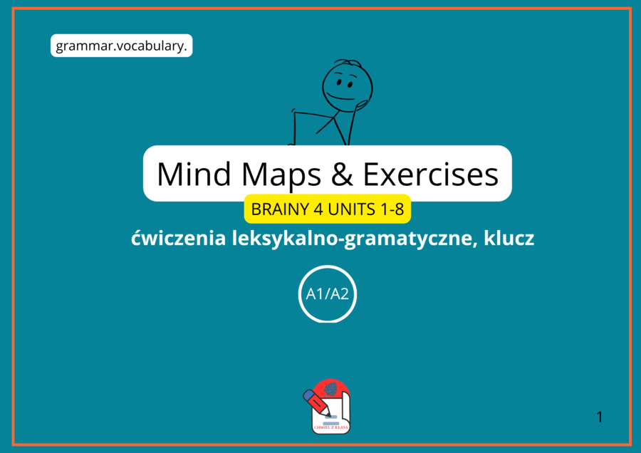MAPY MYŚLI z ĆWICZENIAMI-Gramatyka i słownictwo do Brainy4-Unit 1-8