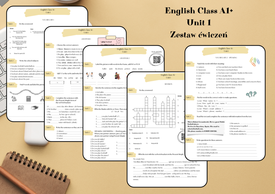 Englsh Class A1+ Unit 1 - dodatkowe materiały - zestaw ćwiczeń - REVISION - gry na Wordwall