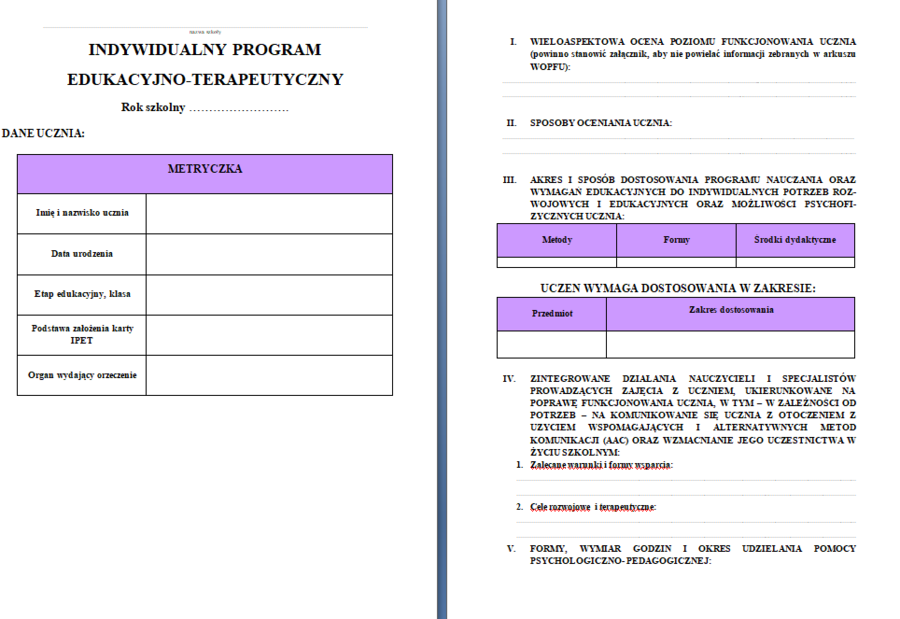 Dokument IPET oraz WOPFU