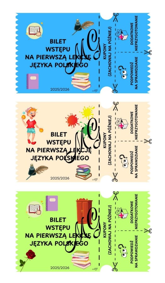 Bilet wstępu na pierwszą lekcję języka polskiego.