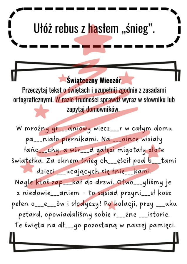 KALENDARZ ADWENTOWY - zimowe zadania POLONISTYCZNE dla klasy IV!