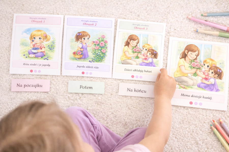 Róża i Jagoda – historyjka obrazkowa 4 elementy
