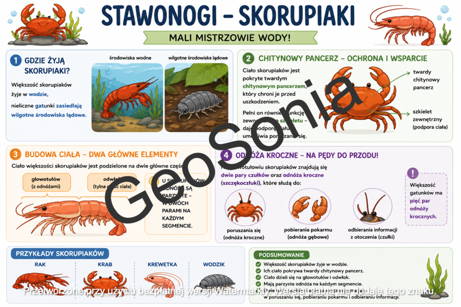 Skorupiaki biologia klasa 6 sketchnotka