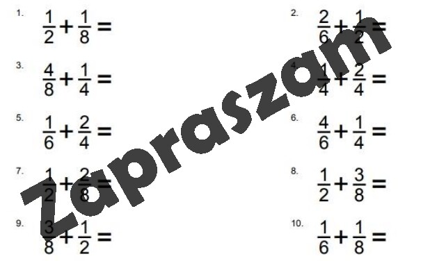 Dodawanie ułamków o różnych mianownikach