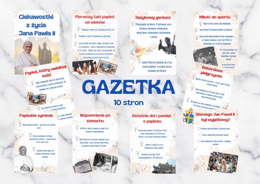 Ciekawostki z życia Jana Pawła II / Jan Paweł II GAZETKA