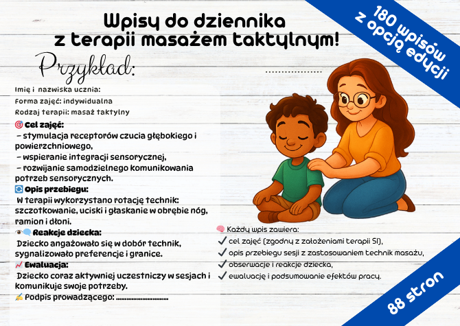 TERAPIA MASAŻEM TAKTYLNYM - wpisy do dziennika, przykłady i inspiracje Terapia SI,