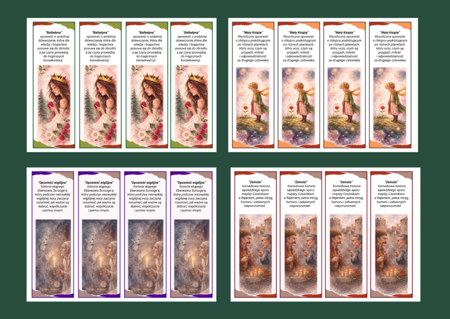 📚LEKTUROWE ZAKŁADKI do książek - 13 szt.