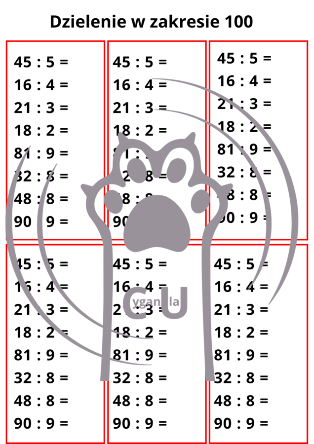 Dzielenie - zestaw do sprawdzania i utrwalania - karty pracy / wklejki